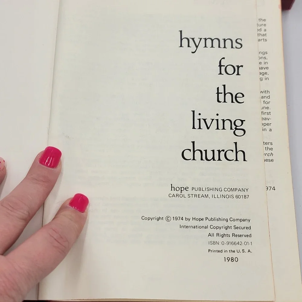 Vtg print 1980 Hymns for the Living Church: Hymnal by Hope Publishing  USA‎ Made
